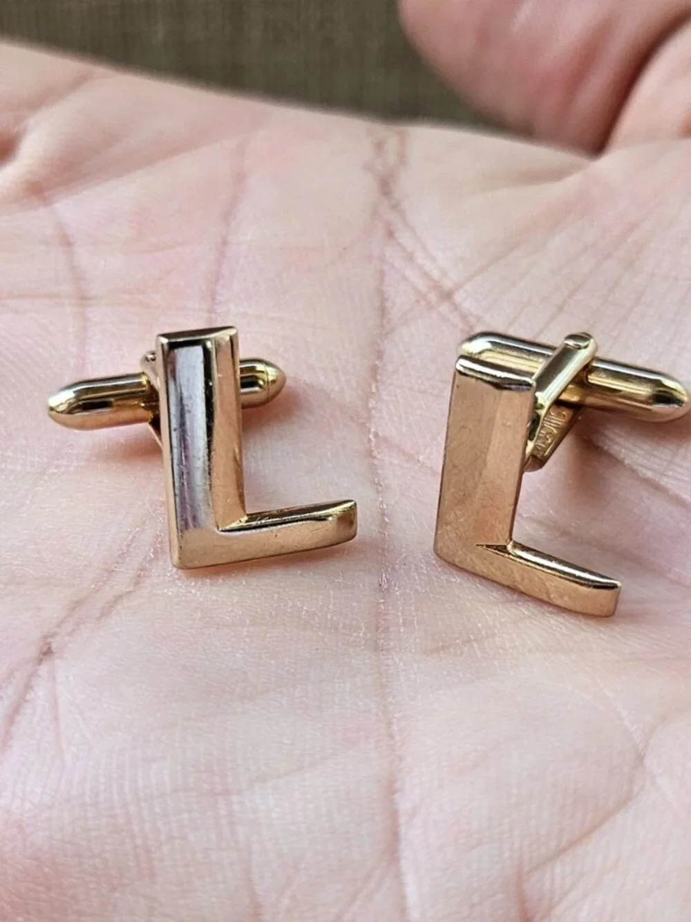 Vintage Swank Cufflinks Gold Tone Initial L Fashion Men Jewelry Cuff Links
